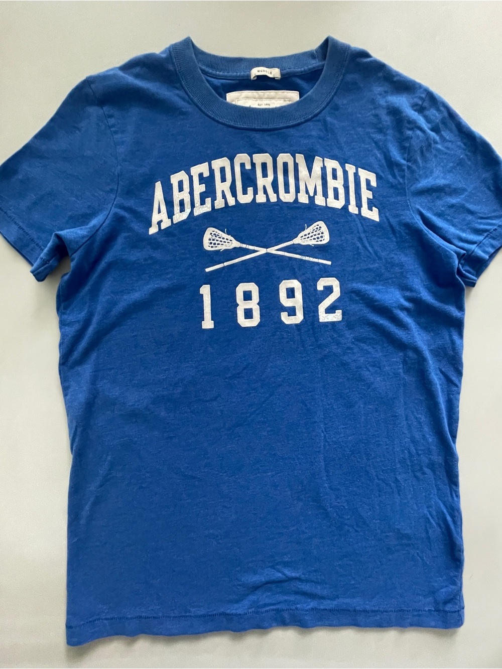 Abercrombie & Fitch Royal Blue Graphic Tee with White Print